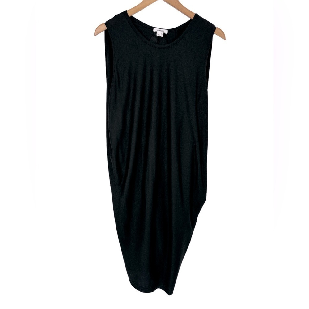 Helmut Lang Black Draped Jersey Sync Sleeveless Dress
